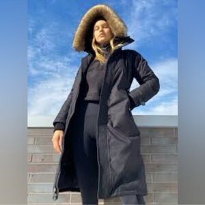 TNA Summit Black Puffer Coat with Fur Trim